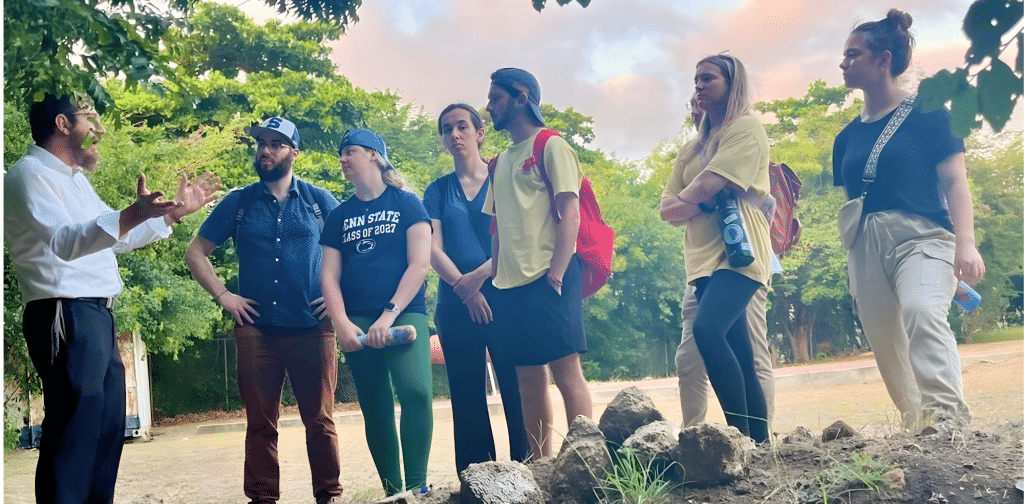 Students from the Hillel program explore Jewish heritage during a cultural tour in Curaçao.
