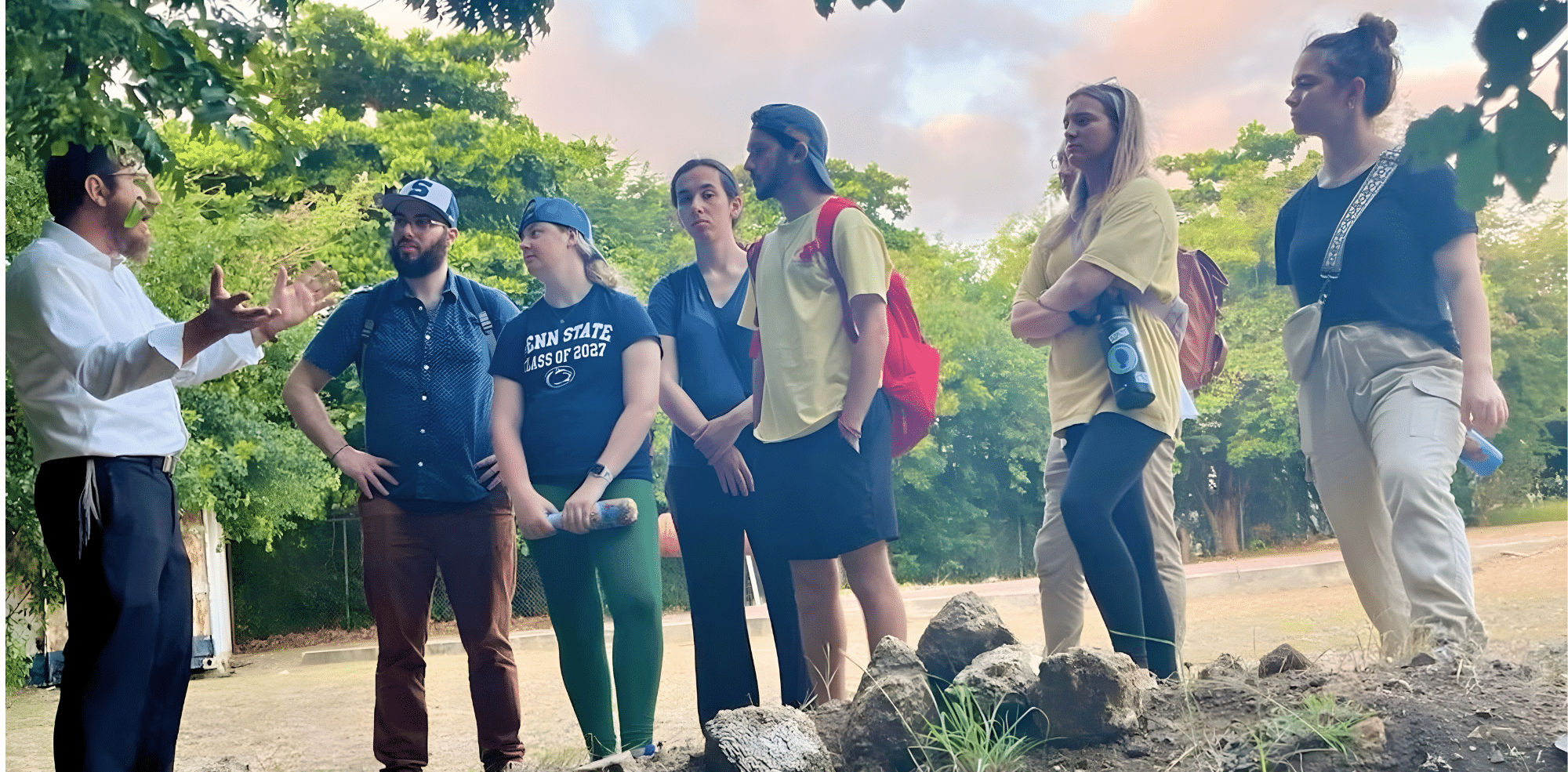 Students from the Hillel program explore Jewish heritage during a cultural tour in Curaçao.